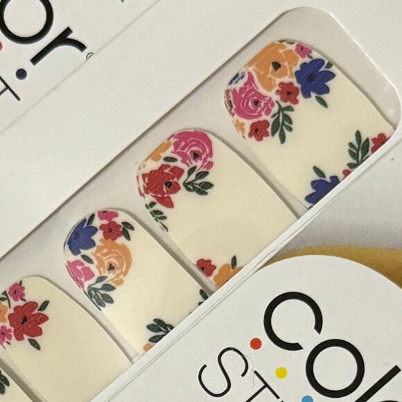 New Color Street “Bloomer Has It” White with Colorful Floral Design Nail Strips - Picture 1 of 1